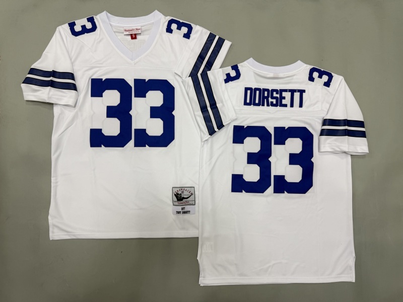 Men 2025 Nike Dallas Cowboys #33 Dorsett White Throwback Limited NFL Jersey 001